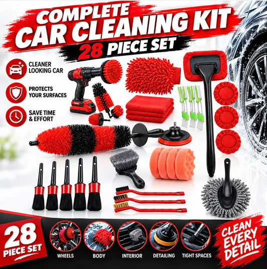 28-Piece Car Detailing Kit (Red)