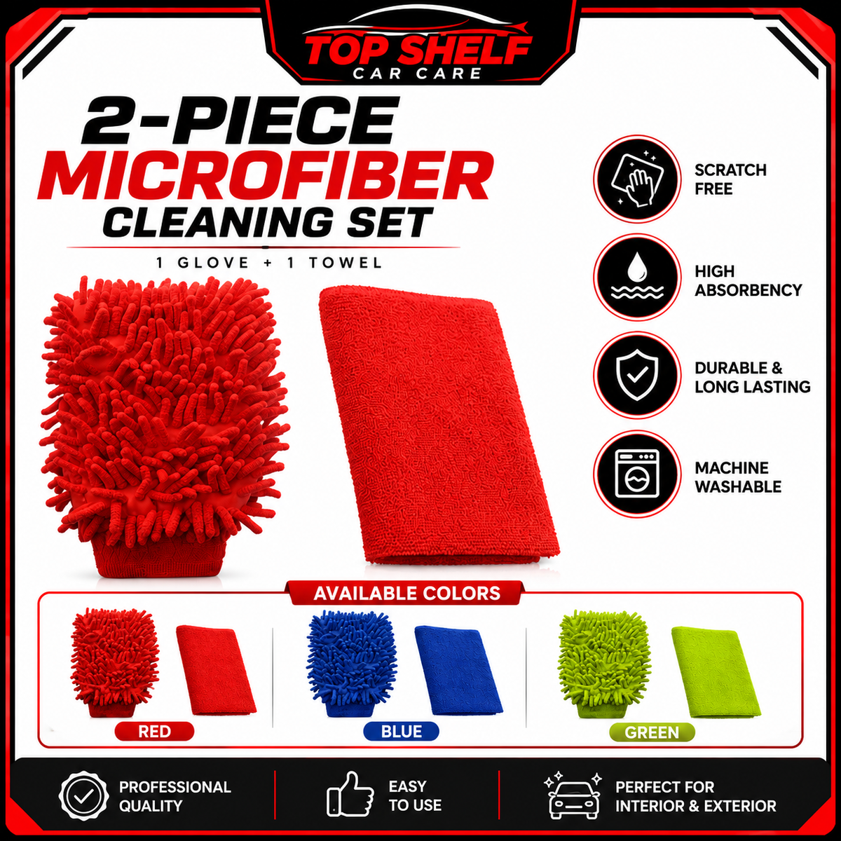 2-Piece Microfiber Car Cleaning Set